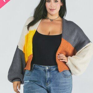 DAVI & DANI COLOUR BLOCK LONG SLEEVE CARDIGAN SIZE MEDIUM